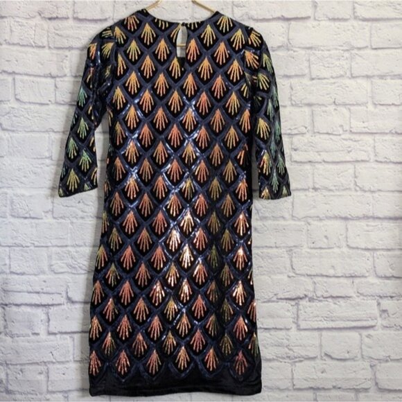 Modcloth Molly Bracken Sequin Dress XS NEW Black Iridescent Holiday Art Deco 20s - Picture 5 of 6